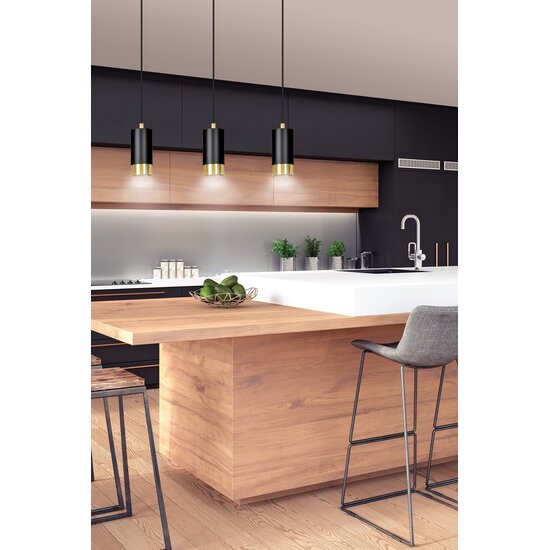 Emibig Emibig FUMIKO 3 Lámpara Colgante - Diseño Moderno en Negro y Oro