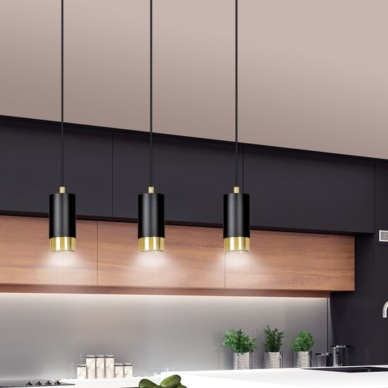 Emibig Emibig FUMIKO 3 Lámpara Colgante - Diseño Moderno en Negro y Oro