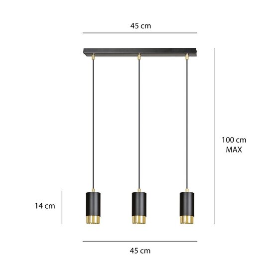 Emibig Emibig FUMIKO 3 Hanglamp Zwart/Goud - Modern design voor elke ruimte