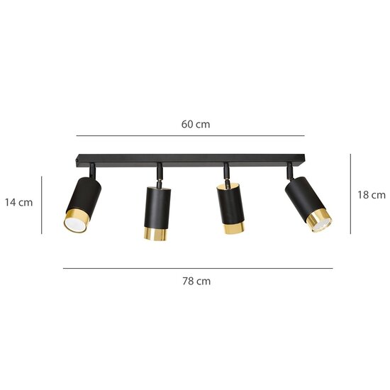 Emibig Emibig HIRO 4 BL/GOLD - Lampe de plafond moderne pour un éclairage élégant