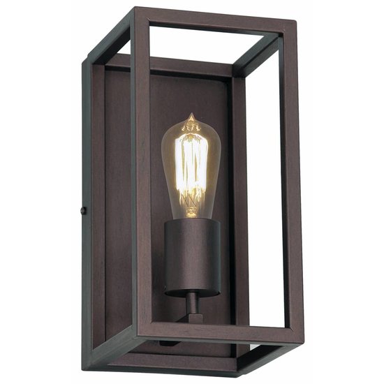 Aplique de pared negro u óxido rural E27 300mm alto