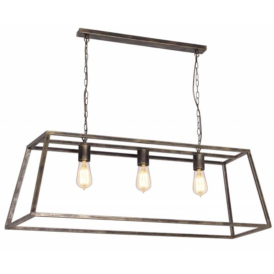 Hanging lamp black or rust rural E27x3 1000mm long