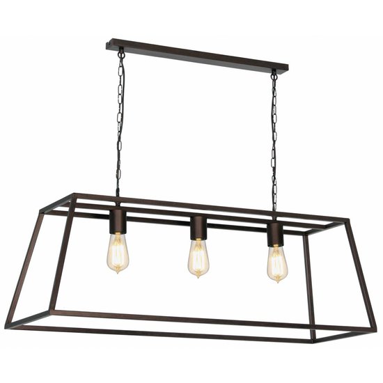 Hanging lamp black or rust rural E27x3 1000mm long