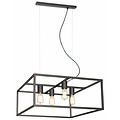 Hanging lamp black, copper or rust square rural E27x4