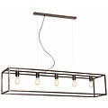 Suspension Fantasia Kago à 5 douilles E27, 150 cm de long, acier, finition rouille (ruggine)