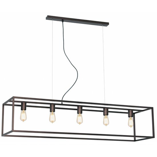 Hanglamp zwart of roest E27x5 1500mm lang