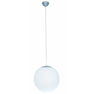 Pendant light bulb glass white/brushed steel 400mm diameter 1200mm H