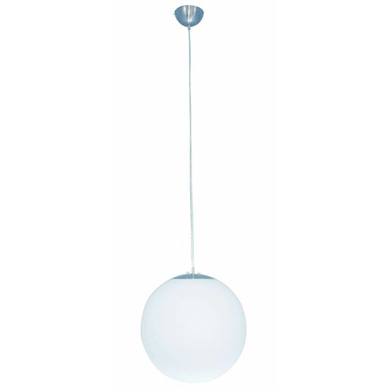zuur been passie Hanglamp bol glas wit/geborsteld staal 400mm diameter 1200mm hoog | My  Planet LED