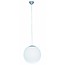 Fantasia Sphere pendant light, white glass ball shade Ø400mm, brushed steel rod 1200mm, E27 fitting, bulb not included