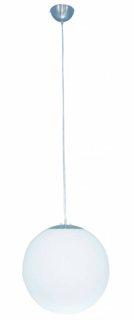 Spektakel niveau Resistent Hanglamp bol glas wit/geborsteld staal 400mm diameter 1200mm hoog | My  Planet LED