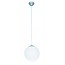 Fantasia Sphere pendant light, white glass sphere, brushed steel, diameter 250mm, height 1200mm, E27 fitting (bulb not included)