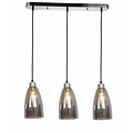Fantasia Cabo pendant light, smoked glass, conical, 3x E14 (bulbs not included), 120cm high, chrome
