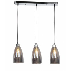 Hanging lamp glass gray conical 3xE14 1200mm high