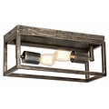 Plafondlamp ruggine/oud koper/zwart 2xE27 400mm breed