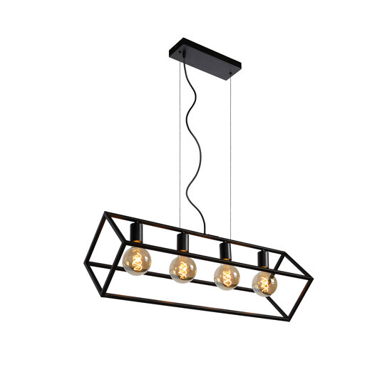 LUCIDE LUCIDE FABIAN - Lámpara Colgante - 4xE27 - Negra - Ideal para iluminación interior elegante