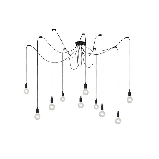 LUCIDE LUCIDE FIX - Lámpara Colgante - 10xE27 - Negra - Ideal para crear un ambiente acogedor en interiores