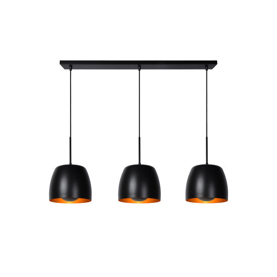 LUCIDE LUCIDE NOLAN - Lámpara Colgante - 3xE27 - Negra - Perfecta para iluminación interior elegante