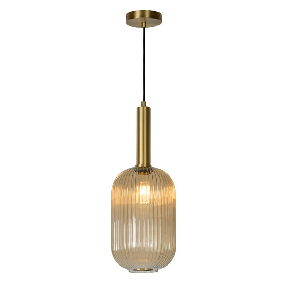LUCIDE LUCIDE MALOTO - Stijlvolle Hanglamp met Amber Glas