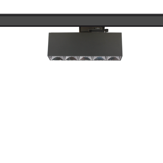 Foco de riel ajustable para riel trifásico de 225 mm y 20 vatios.