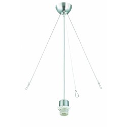 Lámpara colgante de acero cepillado 1320mm H con soporte adicional para pantalla de tela