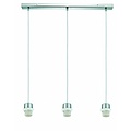 Fantasia Nina suspension 640mm de large en acier brosse, 3x douille E27, abat-jour a part