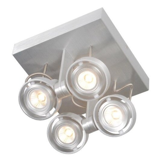 Fantasia Ziva plafón cuadrado negro, aluminio, 190x190x145mm, 4x GU10 LED 4,5W regulable, 2800K