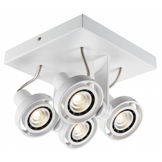 Fantasia Fantasia Ziva plafonnier carré avec 4 spots LED GU10 dimmables, aluminium brossé