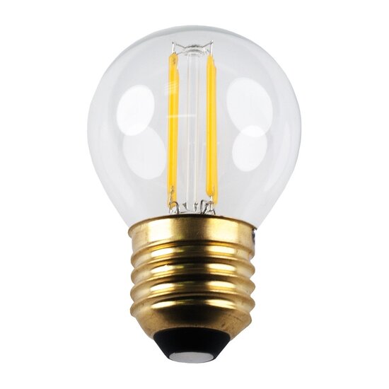 Fantasia LED kogellamp E14 G45 4W, helder glas met kooldraadeffect, 2700K warm wit licht, dimbaar