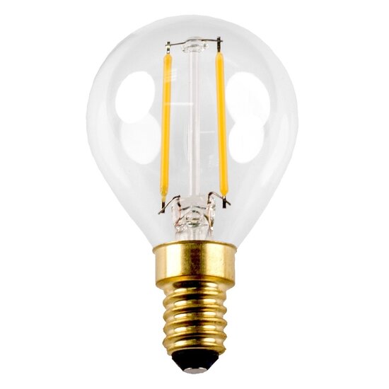Fantasia LED-Kugellampe E14 G45 4W, klares Glas mit Fadenoptik, 2700K warmweiß, dimmbar