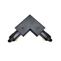 Fantasia conector en L para carril trifásico: une los carriles en ángulo recto, alimentación de 220V interna, blanco o negro.