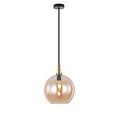 Fantasia Lámpara colgante Fantasia OSIRA con pantalla de vidrio ámbar Ø300mm, estructura negro y oro, casquillo E27