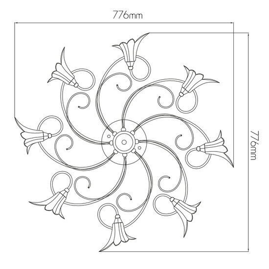 Fantasia Tabor plafondlamp chroom, 8x G9 LED 2,5W incl., diameter 776 mm, hoogte 270 mm, 2700K warmwit licht
