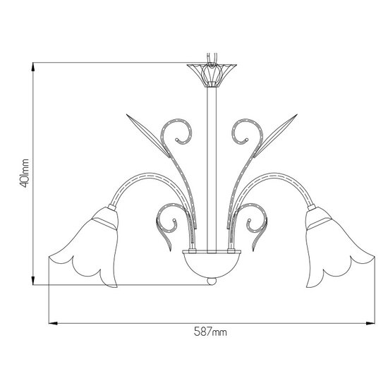 Fantasia Surya chandelier with 3x E14 sockets, antique white steel frame with glass, max. 40W per lamp, IP20, 587 x 401 mm