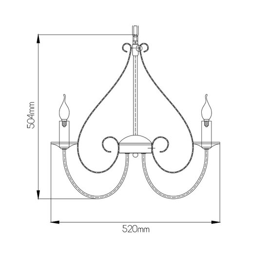 Fantasia Mark chandelier with 3 light points, E14 fitting, in steel and glass with an antique black finish
