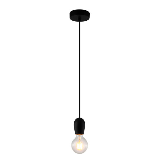 Fantasia Lámpara colgante cónica Fantasia Kobe negra, casquillo E27, ancho 100 mm, cable 300 cm, IP20