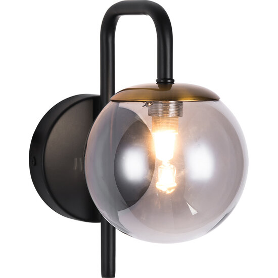 Fantasia Fantasia Tsuru wall light with 1x G9 LED bulb (2.5W, 2700K), matt black/bronze with grey glass, 195 x 210 mm, IP20