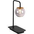 Fantasia Hasselt lámpara de mesa con G9 LED (incluido), negro mate y bronce con pantalla de vidrio gris ceniza