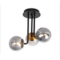 Fantasia Hasselt ceiling lamp with 3x G9 LED (included), matt black and bronze with ash grey glass