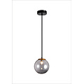 Fantasia TSURU suspension mate noire/bronze, verre gris cendré, 1x G9 LED incl., diamètre 150 mm, 2700K blanc chaud
