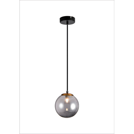 Fantasia TSURU hanglamp mat zwart/brons, asgrijs glas, 1x G9 LED incl., diameter 150 mm, 2700K warm wit