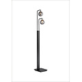 Fantasia Hasselt Stehleuchte mit 2x G9 LED und Dimmer (beide inklusive), mattschwarz und bronze mit aschgrauem Glas