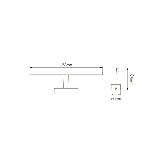 Fantasia Aline applique murale LED en chrome, LED SMD dimmable 8W / 369 lumens, 3000K blanc chaud, IP23, 453 x 60 x 183 mm, plastique.