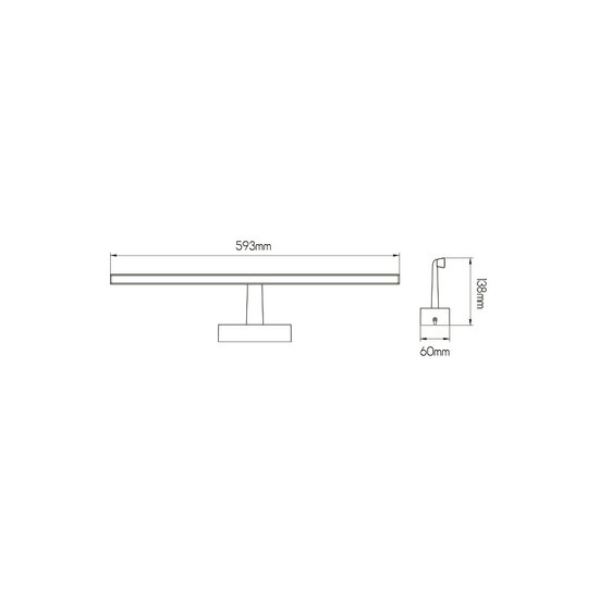 Fantasia Fantasia Aline chrome wall light, LED 12W 840 lumen, 3000K warm white, IP23 splash-proof, 593 x 183 x 60 mm