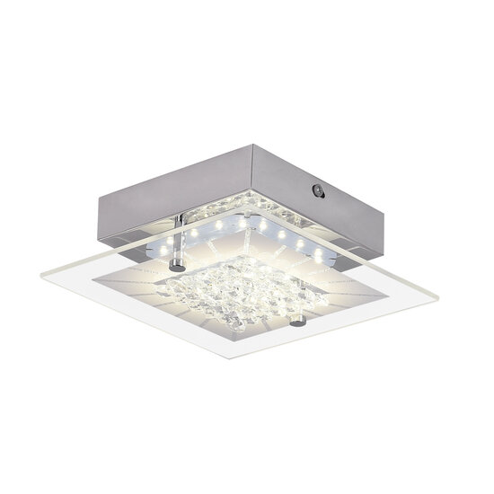 Fantasia Karel quadratische Deckenleuchte LED 7W 3000K, 180x180x70mm, Stahl und Glas, IP20