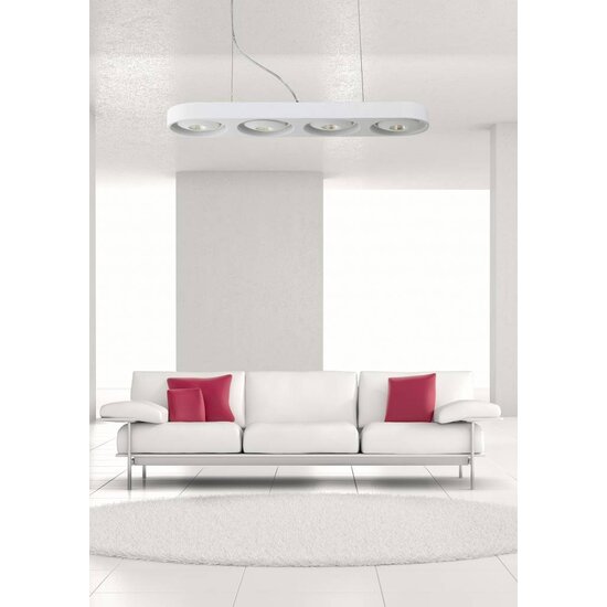 Fantasia Galaxy lange design hanglamp wit aluminium, 4x10W COB LED, 3000K, dimbaar