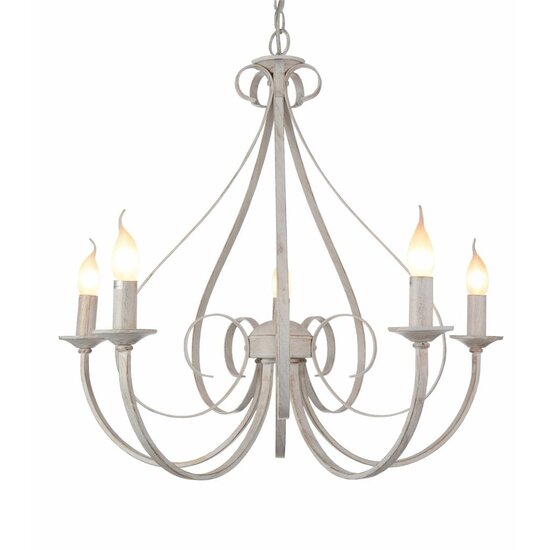 Fantasia Fantasia Marquis Hängelampe in Antikschwarz, Stahl und Glas, 5x E14 (Leuchtmittel exkl.), max. 40W pro Lampe, 72x63,5 cm
