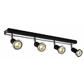 Fantasia Robus plafondlamp LED zwart-chroom, 4x GU10 5W (incl.), 3000K warm wit, 367 lumen, richtbaar, IP20, 550x51x77mm