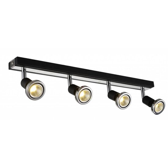 Fantasia Robus Deckenleuchte LED schwarz-chrom, 4x GU10 5W (inkl.), 3000K warmweiß, 367 Lumen, schwenkbar, IP20, 550x51x77mm