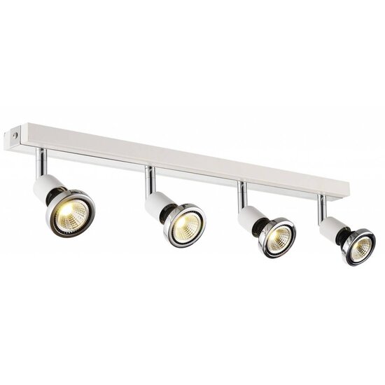 Fantasia Robus Deckenleuchte LED schwarz-chrom, 4x GU10 5W (inkl.), 3000K warmweiß, 367 Lumen, schwenkbar, IP20, 550x51x77mm