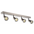 Fantasia Robus plafondlamp LED zwart-chroom, 4x GU10 5W (incl.), 3000K warm wit, 367 lumen, richtbaar, IP20, 550x51x77mm